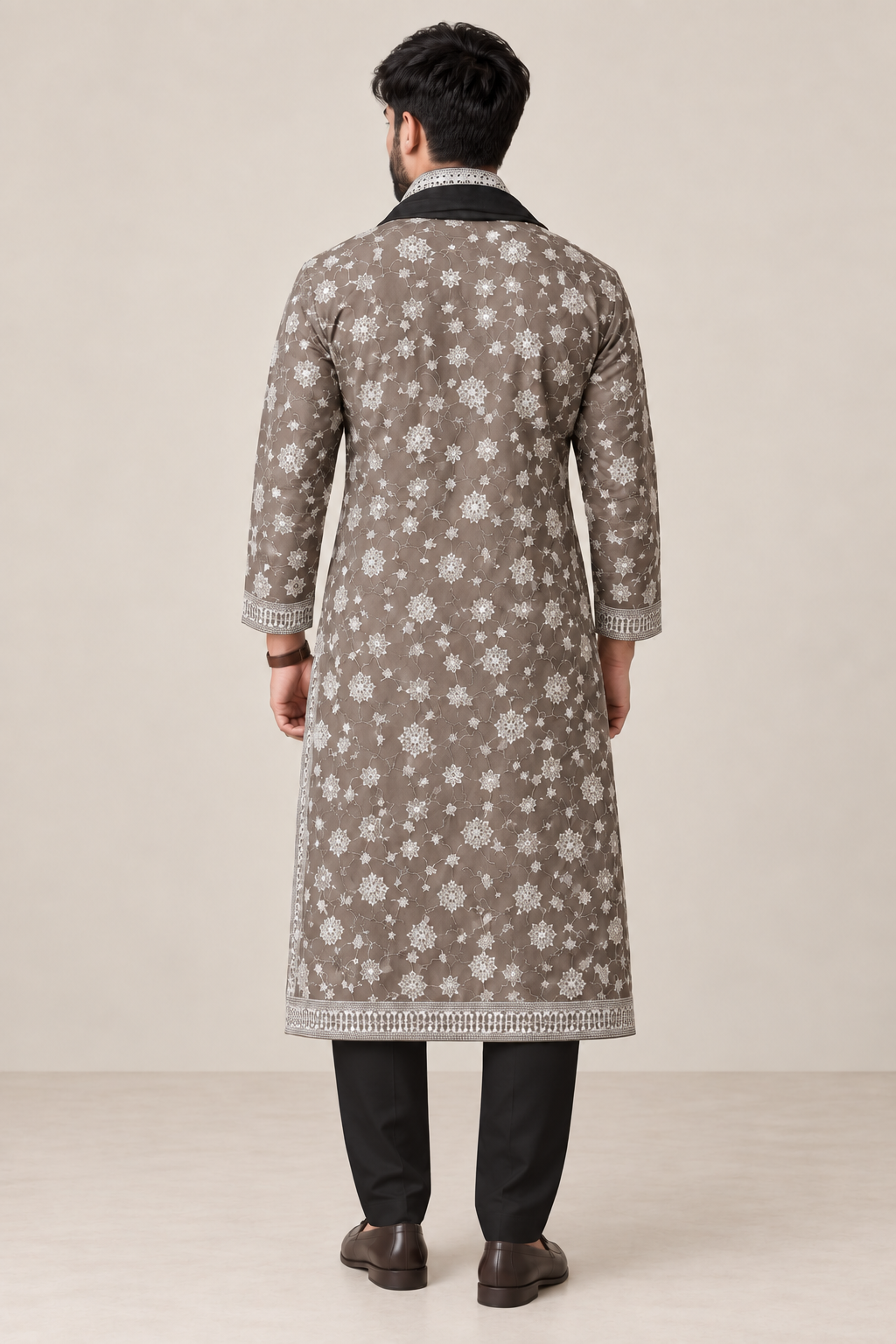 Riwaaz Gradient Black Embroidered Kurta Set
