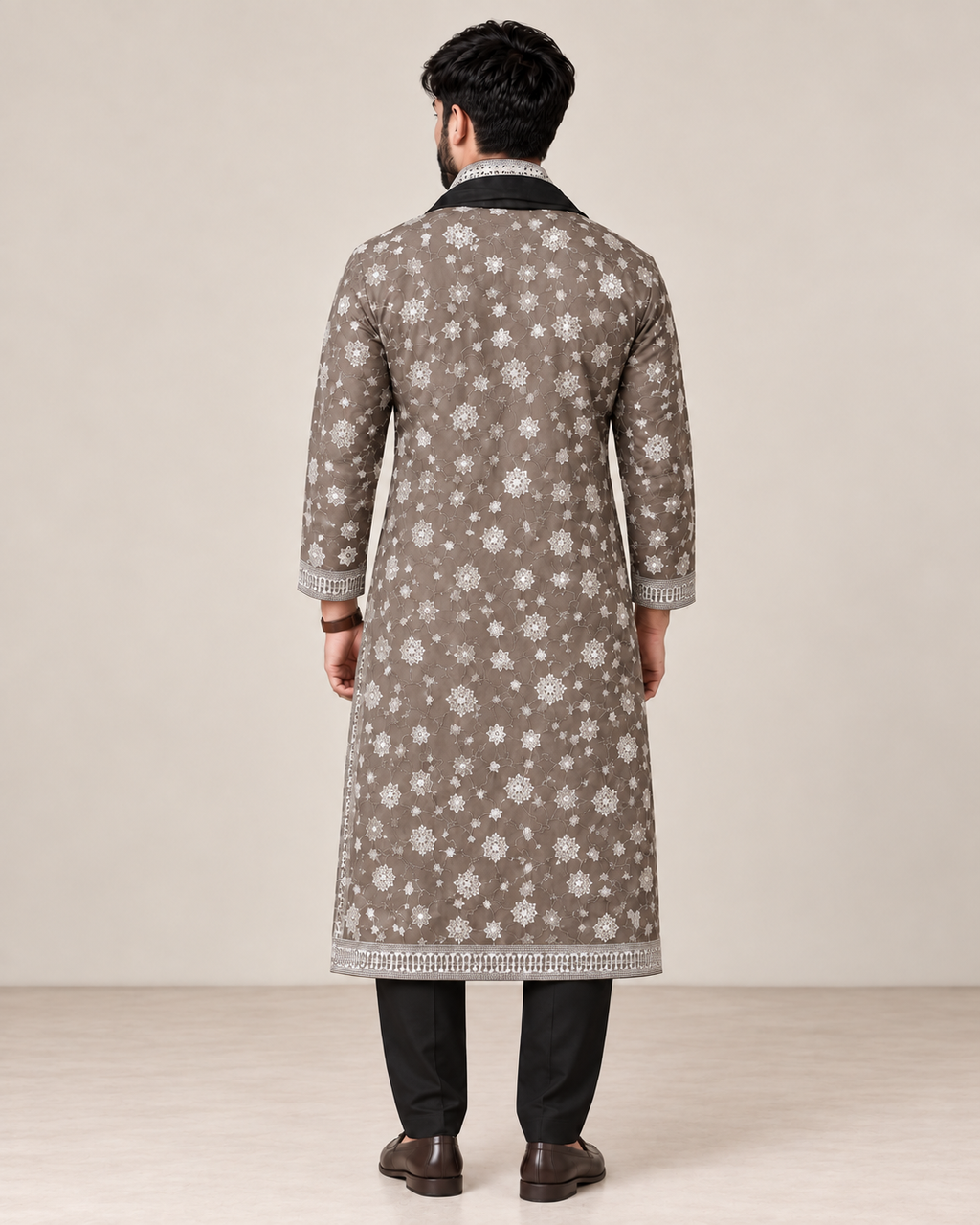 Riwaaz Gradient Black Embroidered Kurta Set