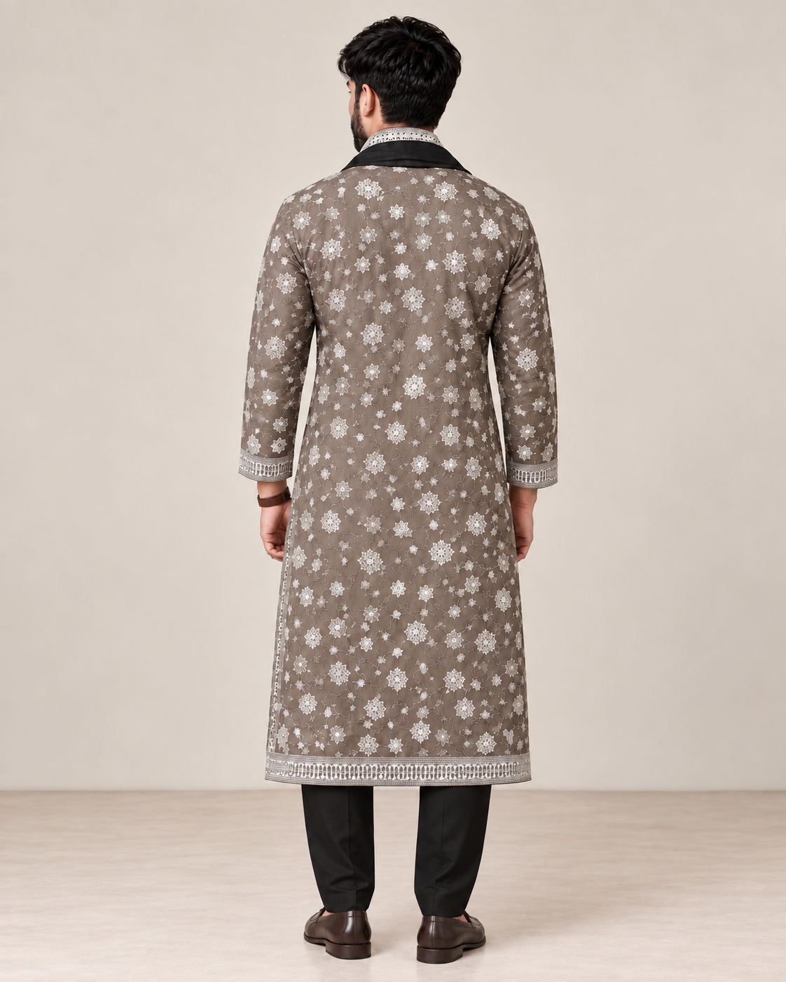 Riwaaz Gradient Black Embroidered Kurta Set