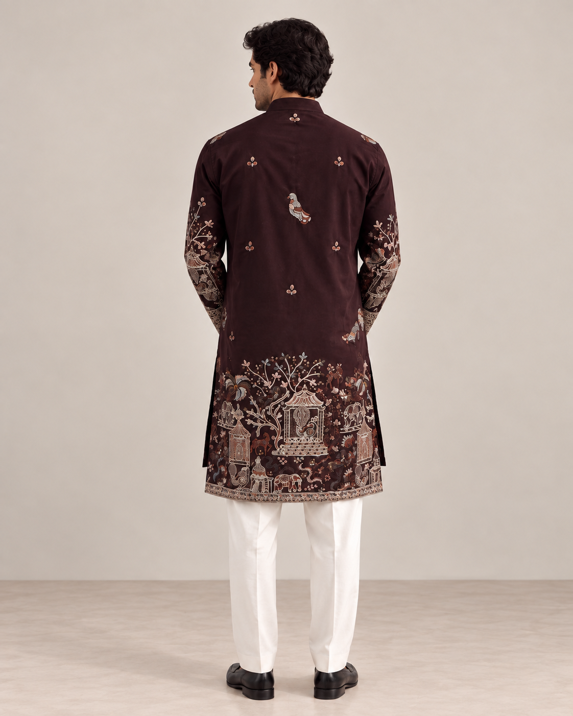 Zareen Burgundy Embroidered Kurta Set