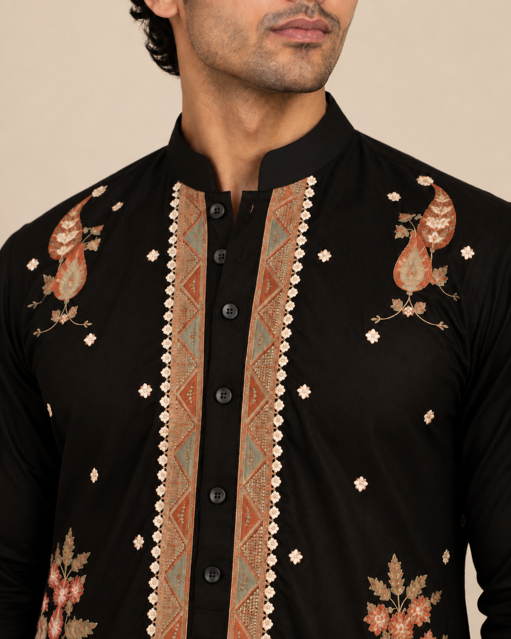 Zarqaan Black Embroidered Kurta Set