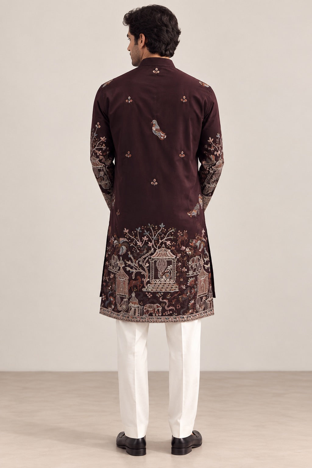 Zareen Burgundy Embroidered Kurta Set