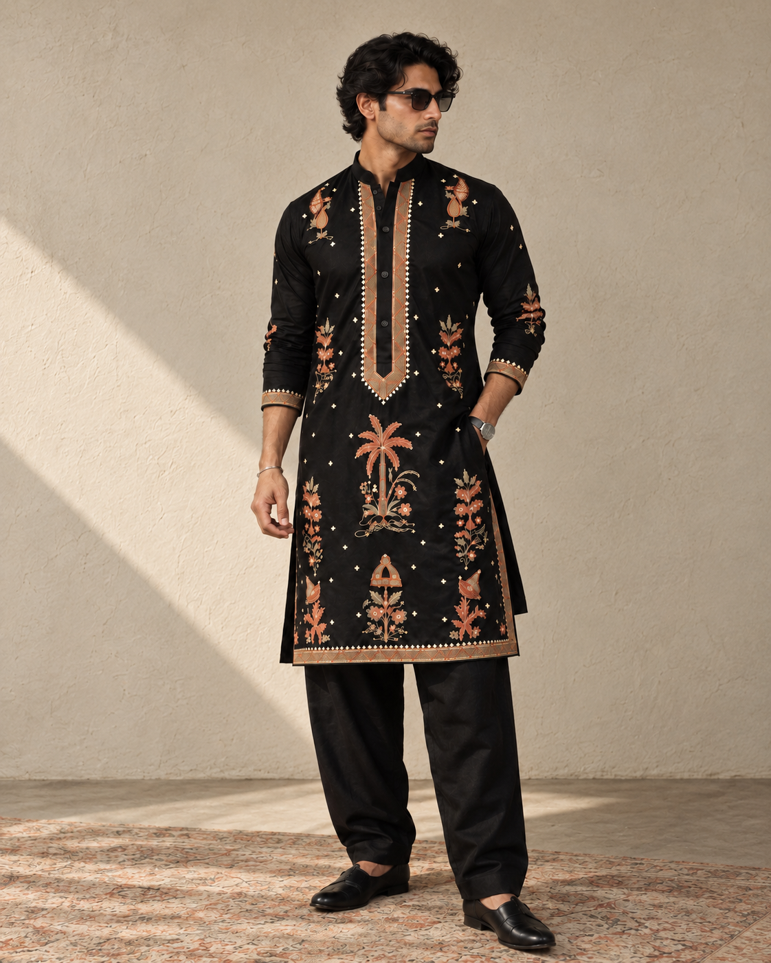 Zarqaan Black Embroidered Kurta Set