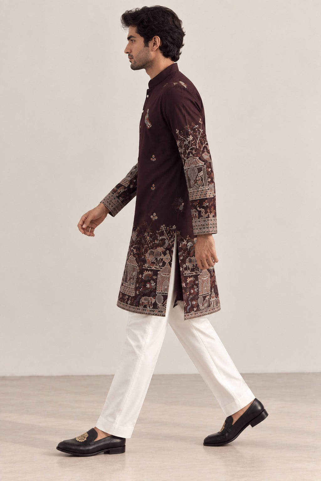 Zareen Burgundy Embroidered Kurta Set