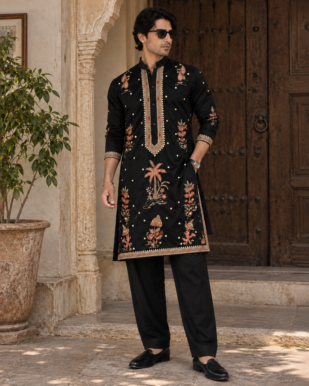 Zarqaan Black Embroidered Kurta Set